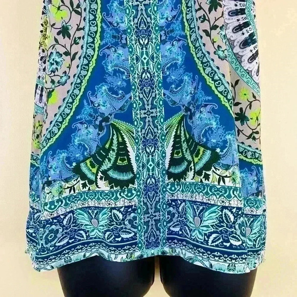 Etcetera Mandala Blue Floral Sleeveless Wrap Open Back Scoop Neck Top - Picture 4 of 10
